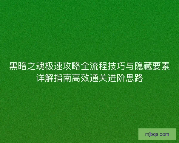 黑暗之魂极速攻略全流程技巧与隐藏要素详解指南高效通关进阶思路 黑暗之魂极速攻略全流程技巧与隐藏要素详解指南高效通关进阶思路